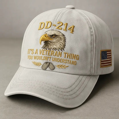 DD-214 Veteran 3D Embroidered Cap - “IT'S A VETERAN THING YOU WOULDN'T UNDERSTAND”🎁