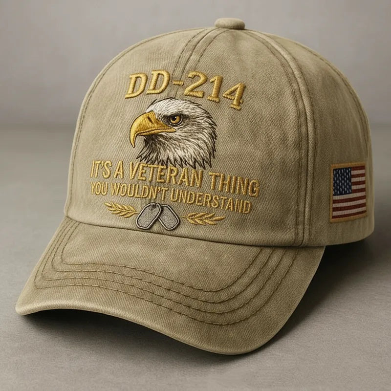 DD-214 Veteran 3D Embroidered Cap - “IT'S A VETERAN THING YOU WOULDN'T UNDERSTAND”🎁
