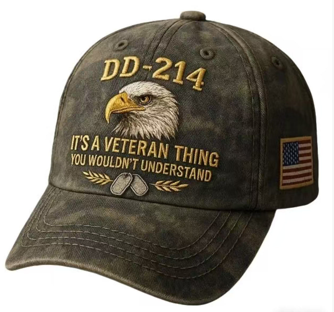 DD-214 Veteran 3D Embroidered Cap - “IT'S A VETERAN THING YOU WOULDN'T UNDERSTAND”🎁